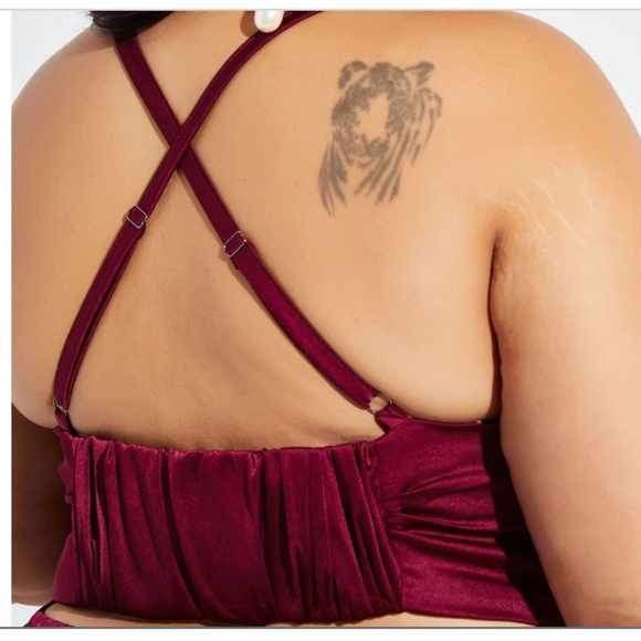 Ashley Stewart Stunning Satin Slip cowl neck dress. Wine color. Size 22/24 - Picture 9 of 12